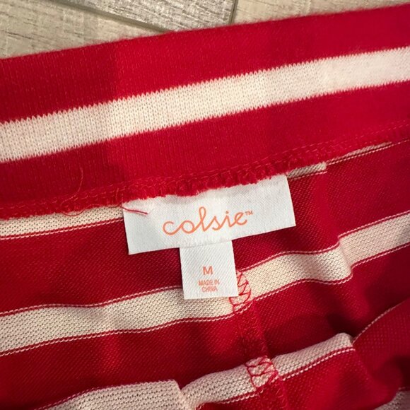 Striped Red & White Long-Sleeve PAJAMAS Matching High-Waisted Shorts Colsie M NE - Picture 4 of 9